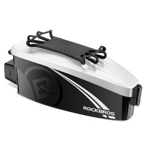 ROCKBROS Bicycle Top Tube Bag Touch Screen Hard Shell Thickened Silicone MTB Road Bike Phone Bag Fits 4-6.7inch Phone with Waterproof Rain Cover Phone Holder