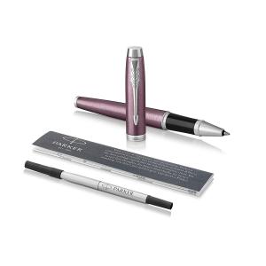 Customized Pen Ink Pen Parker New IM Series Black Rollerball Pen with Chrome Trim Fine Point Nib with Quink Ink Refill (Free carving)