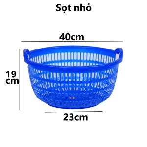 Sọt cần xé caro nhựa VIỆT NHẬT - 2 quai lưới thoáng - Đựng bánh mì quần áo đồ chơi bé - 3490/1/4