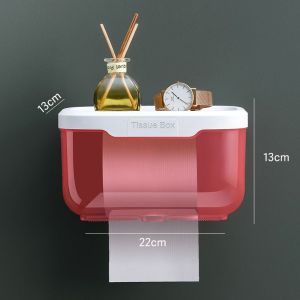 Punch-Free Toilet Paper Holder Waterproof Tissue Box Mobile Phone Stand Kotak Tisu Tandas 免打孔 纸巾盒