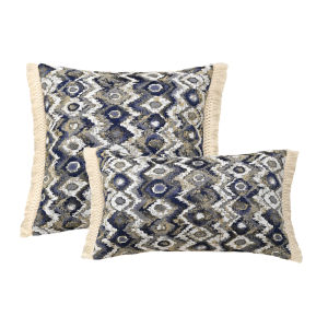 1 PC Blue Floral Printed Tassel Sofa Bedroom Decor Pillowcase Jacquard With Edge Cushion Cover Blue Diamond  Cussion Cover
