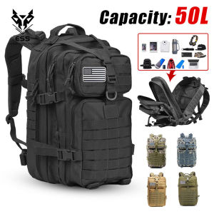(ESS) 50L 1000D Nylon Chống Thấm Nước Leo Núi Câu Cá BaLô Du Lịch Chiến Thuật Thể Thao Cắm Trại Đi Bộ Đường Dài Túi Ba Lô Quân Sự Ngoài Trời