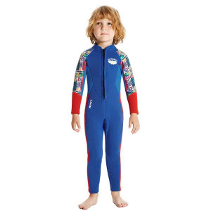 [Warrior2] Water Sports Kids Wetsuit for Swim Surf Snorkel Dive 2.5mm Premium Neoprene Suit for Youth Boys/Girls Front Zip
