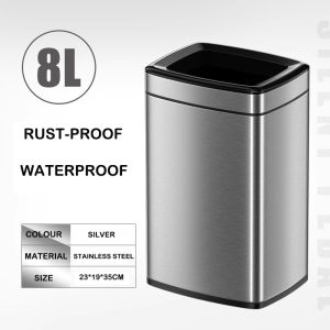 ถังขยะสแตนเลส8L/12Lsquare แหวนแรงดันถังขยะคู่สำหรับห้องน้ำ/ห้องครัว/โรงแรม