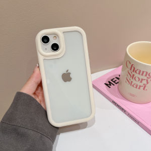 CrashStar Candy Color Border Transparent Clear Hard Phone Case For iPhone 15 14 Pro Max 13 12 11 Pro Max Shockproof Simple Phone Casing Cover Shell