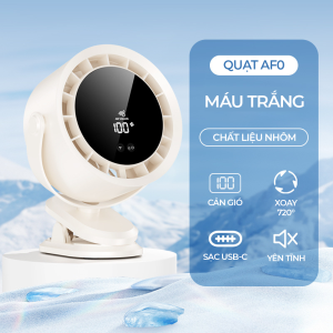 Quạt kẹp tích điện mini xoay 720 độ quạt không cánh kẹp bàn kẹp xe đẩy an toàn cho bé với 100 tốc độ gió tiện lợi