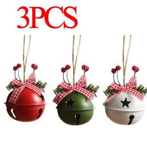3PCS Christmas Bell Red White Green Metal Jingle Bells Christmas Tree Hanging Pendant Ornament Christmas Decoration Supplies