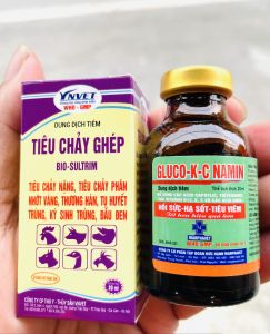 Cặp Tiêu chay Ghép(20ml) và Gluco Kc Namin(20ml) Tiêu chay nặng phan Xanh phan Trăng tht Ky sinh trung đương mau dùng cho thú cảnh vật nuôi