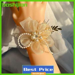 bashijian Elegant Sweet Bridesmaid Bracelet Wedding Wrist Corsage Aestheticism Ribbon Flower Bride Wrist Jewelry Accessories