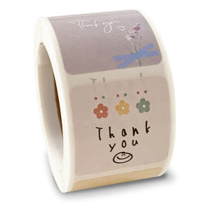 [Energetic] 300 chiếc/cuộn nhãn dán hình hoa Cảm Ơn hoạt hình dễ thương nhãn dán niêm phong nhãn phong bì