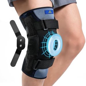 ABYON Hinged Knee Brace for Men and Women Breathable Non-slip Knee Support with Open Patella and Dual Side Stabilizers for Knee Pain Relief MCL ACL LCL Tendonitis Ligament(XXL) Black-blue