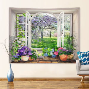 a Eropah Pastoral Semula Jadi Pemandangan Mawar Permaidani Gantung Musim Bunga Romantis Bunga Kain Gantung Asrama Aksesori Ambil Gambar Latar Belakang Kain Dinding