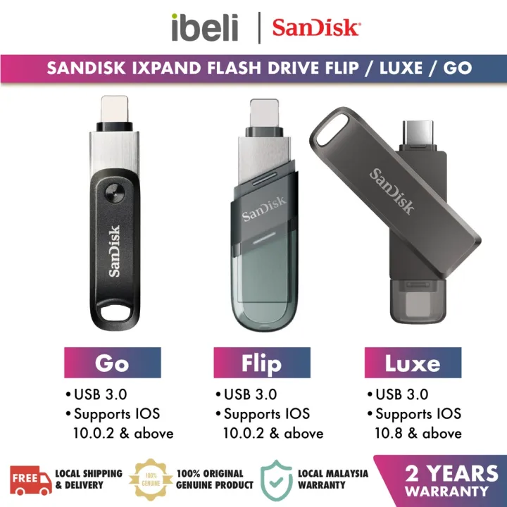 Flash sale-localSandisk Ixpand Flash Drive Flip/Ixpand Mini Dual Drive OTG USB Compatible with iPh (256GB/128GB/64GB)