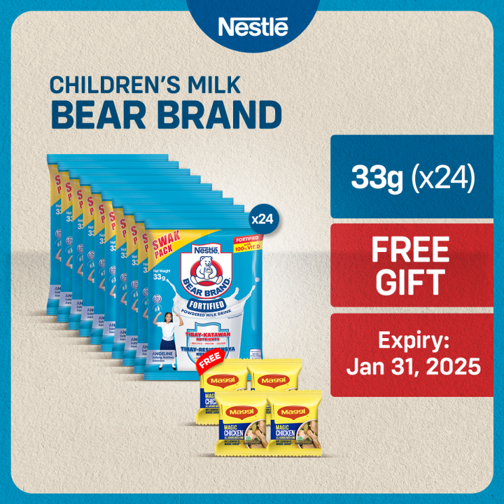 Bear Brand Fortified Powdered Milk Drink SWAK 33g – Pack of 24 sachets ...