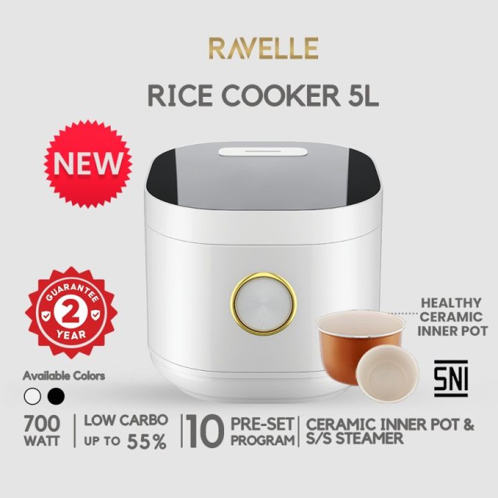 Ravelle RCR5LS Smart Digital Rice Cooker Low Carbo Low Sugar 5L NEW