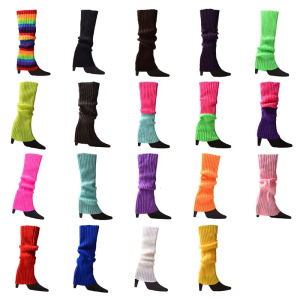 Leg Warmers for Women Girls 80s Ribbed Knitted Neon Long Socks Boots Cuff for Retro Party Costume Ballet Dance Sports