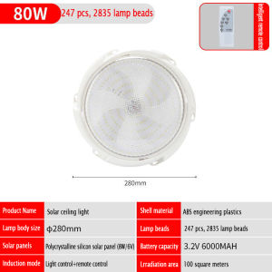 On hand ！Solar ceiling light indoor 25W 40W 60W 80W 120W LED waterproof 3 way colors solar light inside the house High Power Super Bright Smart Remote Control 10 year warranty with solar panel