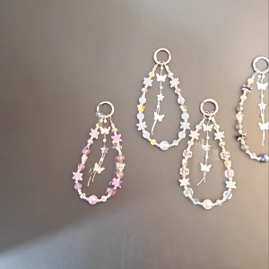 High Quality Alloy and Acrylic Butterfly Key Holder with Accent Beaded Keychain Ideal for Trendy Women