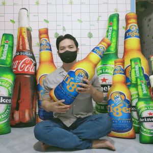 GỐI CHO BÉ SƠ SINH HÌNH CHAI BIA GỐI ÔM 3D VẢI NHUNG MỀN MỊN AN TOÀN CHO BÉ