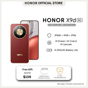 HONOR X9d 5G Smartphone 24(12+12)GB+256/512GB 108MP OIS+EIS | OLED | 8300 mAh Reverse Charge | IP69K | SGS Standard