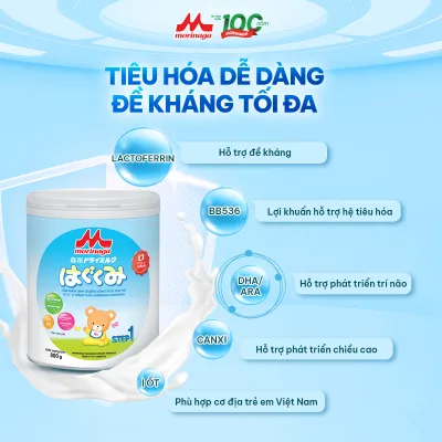 Combo 3 Lon Sữa Morinaga Hagukumi 800g Nhật Bản – Lactoferrin Tăng Cường Đề Kháng Hỗ Trợ Tiêu Hóa DHA Canxi D3 Hỗ Trợ Tiêu Hóa Cho Bé 0–6 Tháng