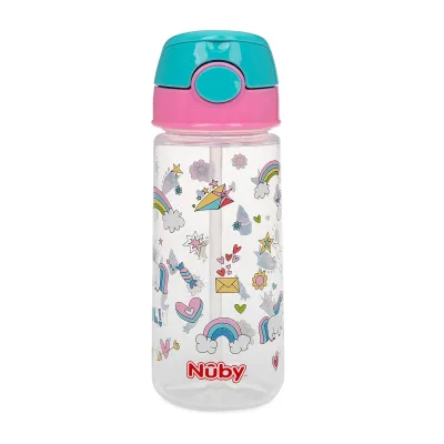 Nuby Tritan Straw Cup 18oz Flip It Active Water Canteen Botol Minum Anak dengan Sedotan