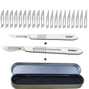 Huabai 10Pcs Scalpel surgical set Stainless Surgical blade with handle Medical knife carving tool Carbon Steel Surgical Scalpel Blades DIY Cutting Tool PCB 11# 23# Replaceable Blade Tool Kits