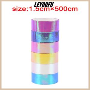 LEYOUFU 5m Rhythmic Gymnastics Decoration Holographic Prismatic Glitter Tape Hoops Stick
