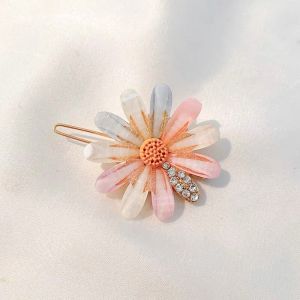 Korean Hair Accessories Daisy Rhinestone Hairpin Girl Liu Haibin Clips Temperament Net Red Flower Side Frog Buckle Top Clip