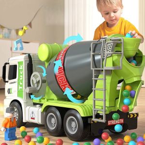 Pluck COD รถของเล่น รถก่อสร้าง รถโม่ปูนของเล่นเสมือนจริง ไถได้หมุนถังได้มีไฟมีเสียง เสริมพัฒนาการ พร้อมส่ง
