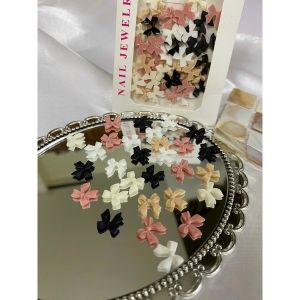 Set 10-30-50c charm nơ bột đen trắng mix đủ mẫu đính trang trí móng siêu đẹp [ 𝐓𝐔́ 𝐀𝐍𝐇 𝐍𝐀𝐈𝐋 ]