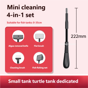 Old Fisherman - Fish Tank Cleaning Kit Algae Scraper Brush Cleaner Long Handle Glass Cleaning Tool Mini