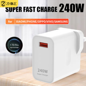 Pengecas Adapter 240 W Fast Charging Wall Charger Mobile Phone Charger Super Fast Charger Compatible with iPhone 8/X/11/12/13/14PRO/MINI/PLUS/PRO MAX/iPad/AirPods IOS System UK Plug Malaysia Local Delivery goods Accessories Phones