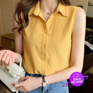 Womens Sleeveless Chiffon Blouses Shirt 2024 Summer New Fashion Simple Western Bottom Shirt Temperament Slim Fit Casual Versatile Tank Top