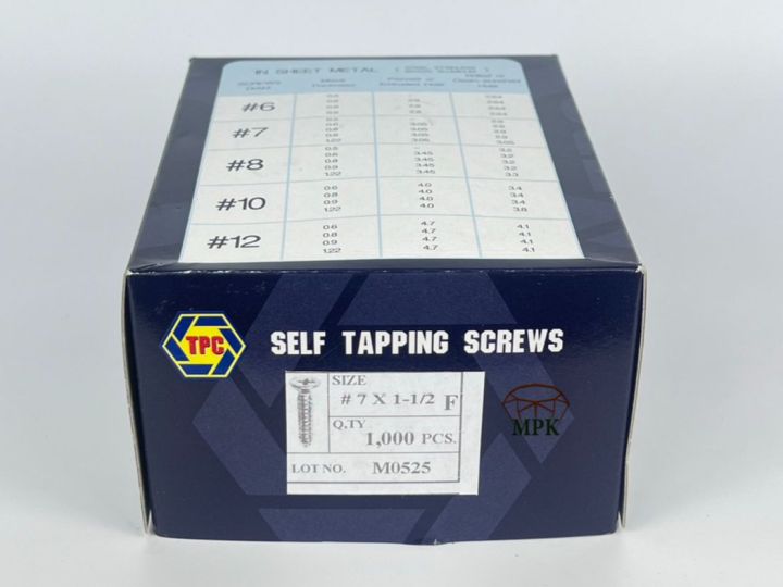 สกรูเกลียวปล่อยหัวเตเปอร์แฉก ชุบนิเกิ้ล FH # 7x1"1/2 (บรรจุกล่องละ1,000 ...