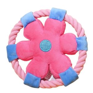SEEMAY Kêu cót két Đĩa bay cho chó Thiết kế hoa Dây thừng bông Đồ chơi tương tác cho chó Nghiền răng Chống cắn Đồ chơi nhai cho chó Làm sạch răng