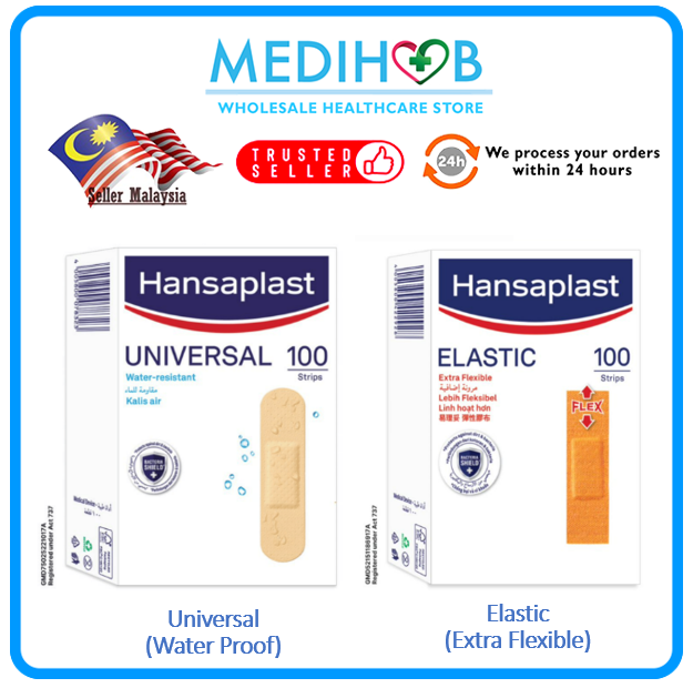 HANSAPLAST Wound Plaster (Elastic/Universal-Water Resistant) 100s/box ...