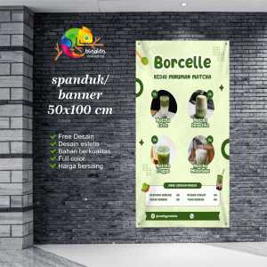 Cetak Spanduk Banner borcelle kedai minuman matcha