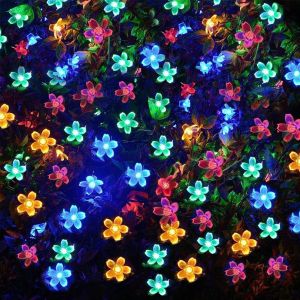 Cherry Blossom Solar String Lights Outdoor Waterproof Led Solar Festive LightsFairy Lights For GardenLawnPatioParty