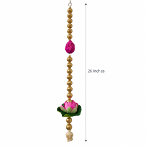 Artificial Foam Lotus with Gota Ball Wall Hanging 26 Inches | Navaratri | Deepavali | Pooja & Festive Décor | 1 Pc