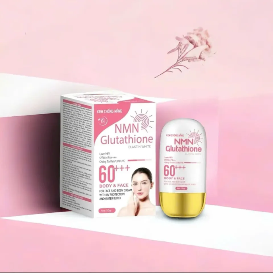 Kem Chống Nắng NMN Glutathione Elastin White SPF60+++ 50g Skincare Làm Đẹp Da