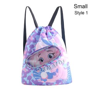NEXTYOO Túi đi biển Túi bơi trẻ em Dây Rút Tách khô ướt Hoạt hình dễ thương Ba lô bơi Có thể điều chỉnh