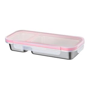Stainless Steel Meal Preparation Container Multi Compartments Leak Proof Lid Bentos Box For School Office