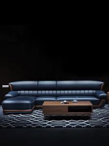 Leather sofa Nordic living room high-end combination modern simple first-layer cowhide villa solid wood corner furniture