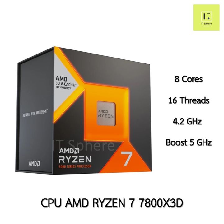 CPU AMD R7 7800x3d AM5 Ryzen 7 Ryzen7 ซีพียู เอเอ็มดี R 7 7000 series processor 7000series Ryzen 7 7800 x3d x 3d R 7