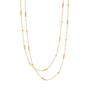 2 Layers Beaded Gold Silver Chain Necklace • Waterproof Non Tarnish Jewelry • 18K Gold Plated 316L Stainless Titanium Steel Necklaces for Women Men NL184