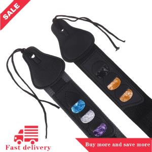 [COD] Adjustable Electric Guitar Strap With 3 Guitar Picks Holders PU Leather Ends Acoustic Guitar Bass Strap Belt Accessories