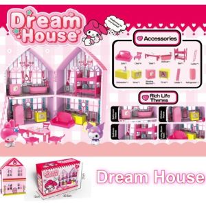Oldlaiben Kids Doll House Pretend Play Set Double Sides Villa Furniture Bedroom Living Room Accessories Girls Gift Maina