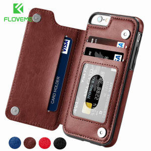 FLOVEME Luxury Slim Fit Leather Phone Case For iPhone 16 15 14 13 12 11 Pro Max  Wallet Card Slots Shockproof Flip Back Cover