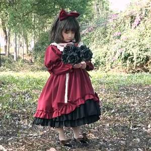 Thời trang Pǐnsè váy Lolita trẻ em phong cách Tây Ban Nha Halloween váy công chúa màu đỏ dùng cho chụp ảnh và mặc hàng ngày. lolita Quần Áo